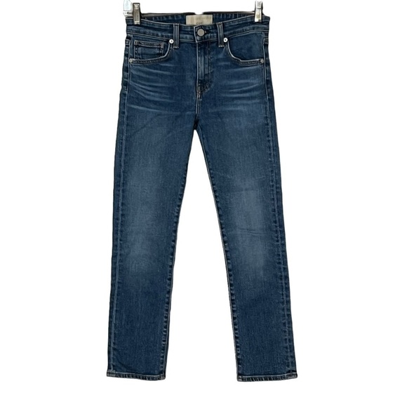 CQY Jeans Japanese Denim Mid Rise Straight Leg Medium Wash Cropped Jeans 24 - Picture 7 of 16